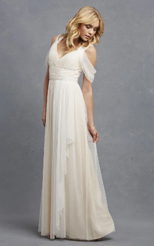 lace dressRomantic A-Line Tulle Sleeveless Gown With V-Neck - 100635