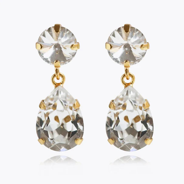 chic shift dressCaroline Svedbom Classic Drop Crystal Gold Earrings