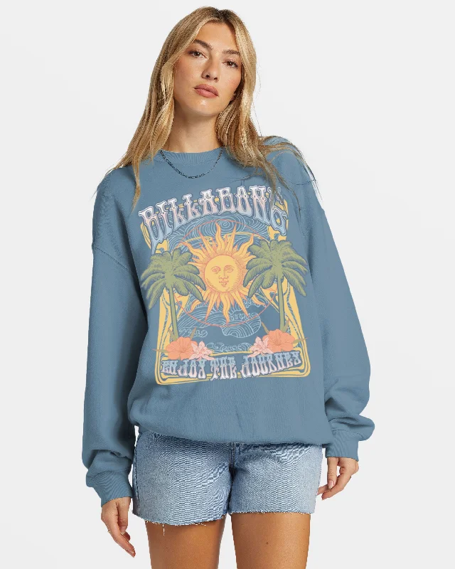 Best Bargains Ride In Oversized Crewneck Sweatshirt - Blue Shadow