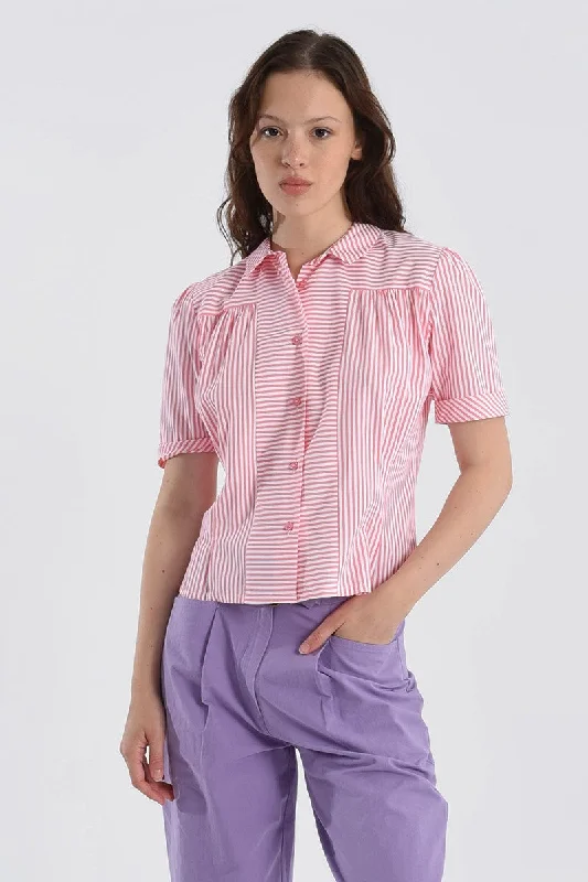 office dressMolly Bracken Coral Striped  Ladies  Woven Shirt