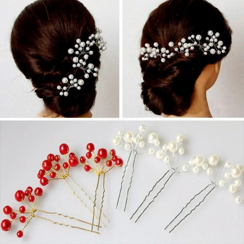 cocktail dressHot Flower Crystal Hair Clips Women Fashion Styles Hairpin Fashion Trendy Wedding Bridal Pearl Hair Pins Bridesmaid Jewelry 1PC