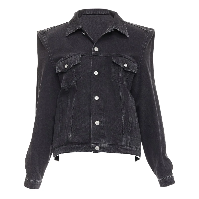 Sale Event Balenciaga Demna washed denim power shoulder boxy jacket