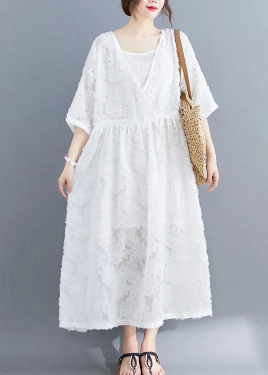 Buy More, Save More draped dressWhite Women Extra large hem Long Dress Two Pieces Sets Cinched Half Sleeve Buy More, Save More draped dressWhite Women Extra large hem Long Dress Two Pieces Sets Cinched Half Sleeve