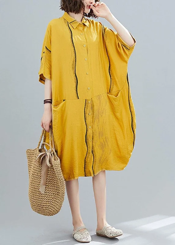 Members Only casual day dressYellow Peter Pan Collar Button Summer Party Dresses Half Sleeve Members Only casual day dressYellow Peter Pan Collar Button Summer Party Dresses Half Sleeve