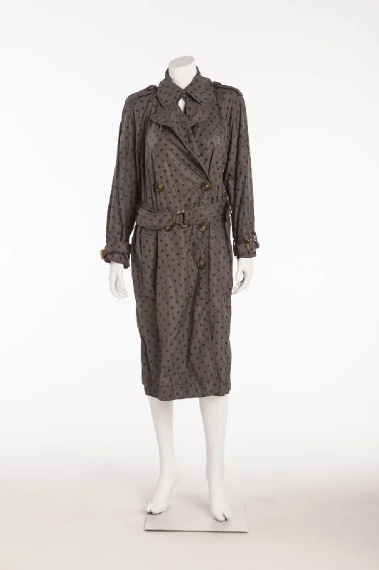 lightweight coatSonia Rykiel - Gray & Black Polka Dot Trench Coat - S