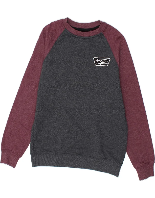 Online Only VANS Mens Sweatshirt Jumper Small Grey Colourblock Cotton