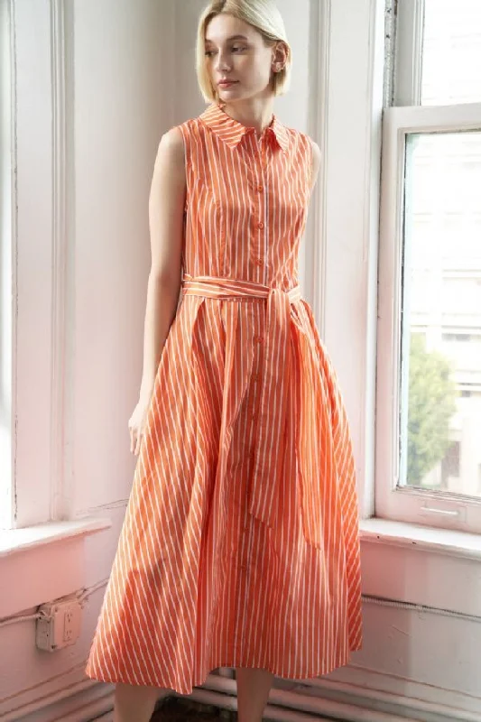 Buy More, Save More stylish dressOrange Stripe Button Down Dress