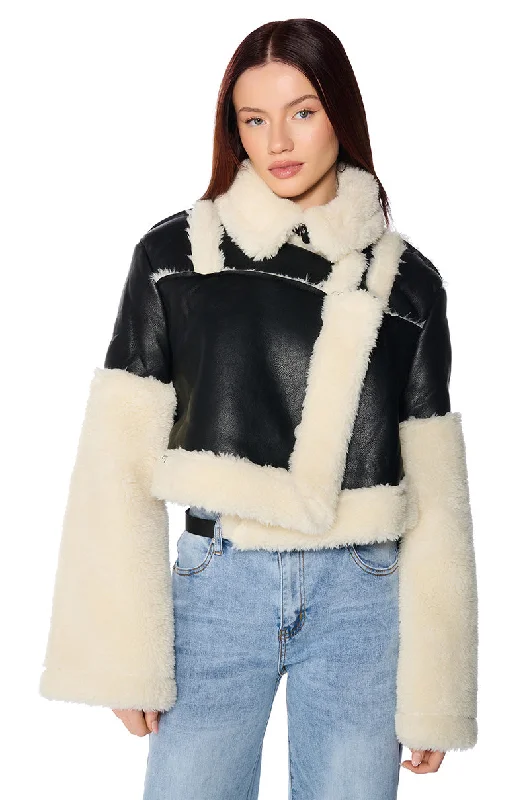 Hot Deal fashionable quilted coatJAGGER SHERPA LINED MOTO JACKET