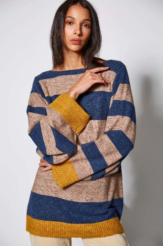 ruched dressVan-Dos Oversized Striped Sweater