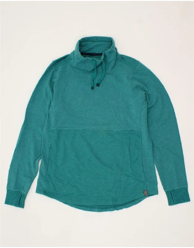Deal Dash L.L.BEAN Womens Roll Neck Sweatshirt Jumper UK 14 Medium Turquoise Cotton