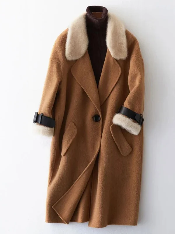 Price Rollback zip-up jacketLong Woolen Pocket Warm Coat
