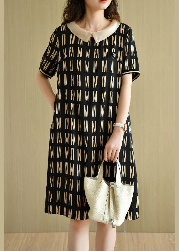 Online Only oversized dressClassy Black Peter Pan Collar Graphic Patchwork Summer Maxi Dress Short Sleeve Online Only oversized dressClassy Black Peter Pan Collar Graphic Patchwork Summer Maxi Dress Short Sleeve