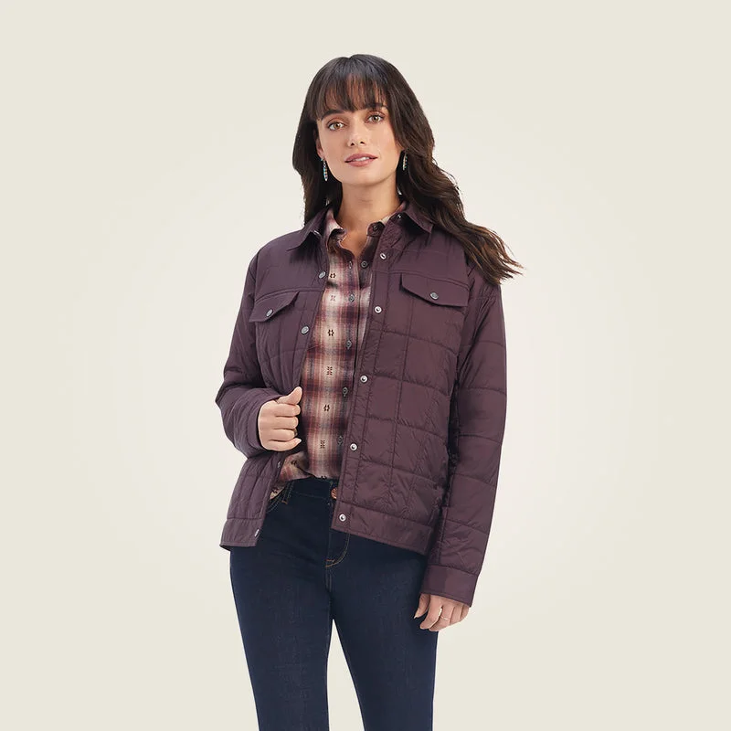 stylish peacoatAriat Women's REAL Puffer Trucker Jacket, Mulberry Wine