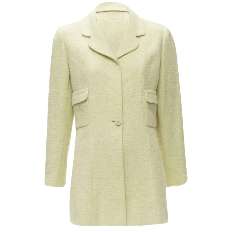Loyalty Reward Chanel pastel tweed CC button long jacket