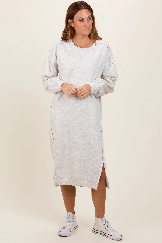 Today’s Deal cocktail party dressHeather Beige Sweatshirt Midi Dress