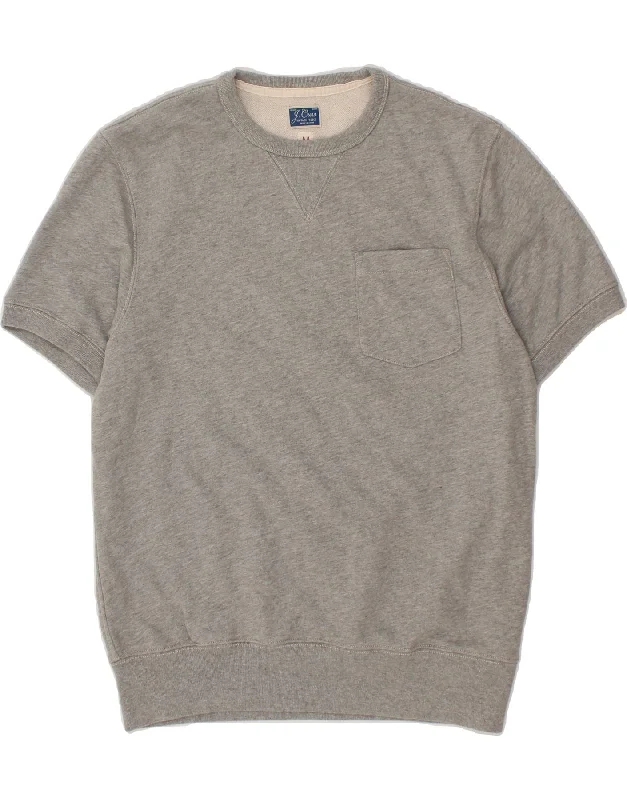 Final Markdown J. CREW Mens Short Sleeve Sweatshirt Jumper Medium Grey Cotton