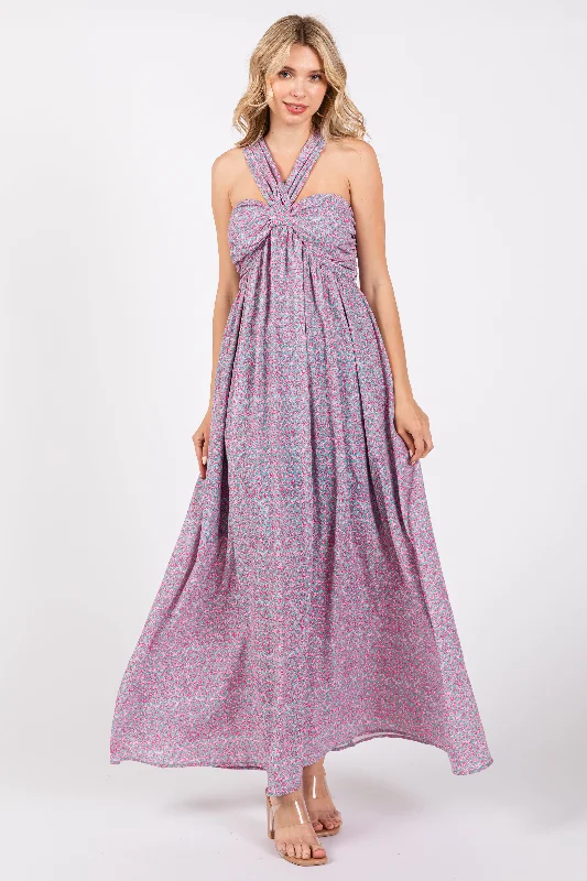 Don't Wait lace dressTeal Print Halter Maxi Dress
