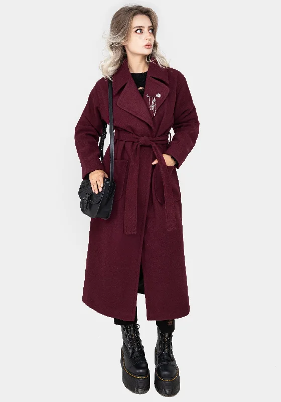 urban street coatMeltdown Oversized Coat with Brooch - Red