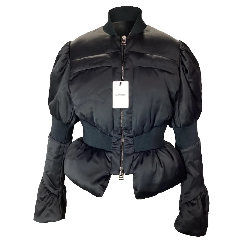 Tom Ford Down-Filled Peplum Jacket in Black Viscose