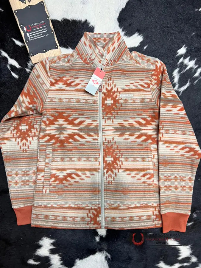 Savings Spectacular Cinch Womens Southwestern Print Fleece Stone/Gray/Coral- Jacket
