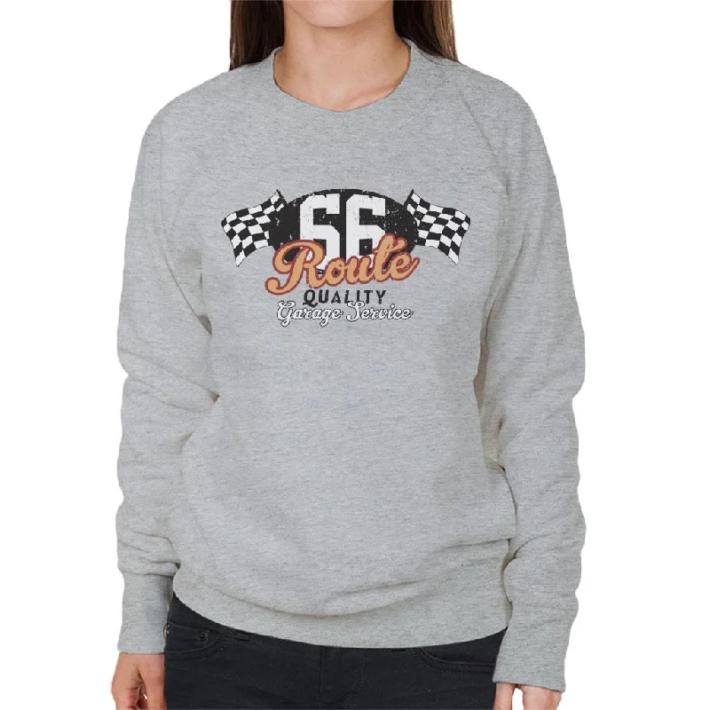 chic fitness hoodieRoute 66 Garage Services Racing Flag Women's Sweatshirt