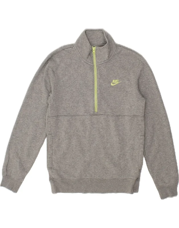 Unbeatable Prices NIKE Mens Zip Neck Sweatshirt Jumper Small Grey Cotton