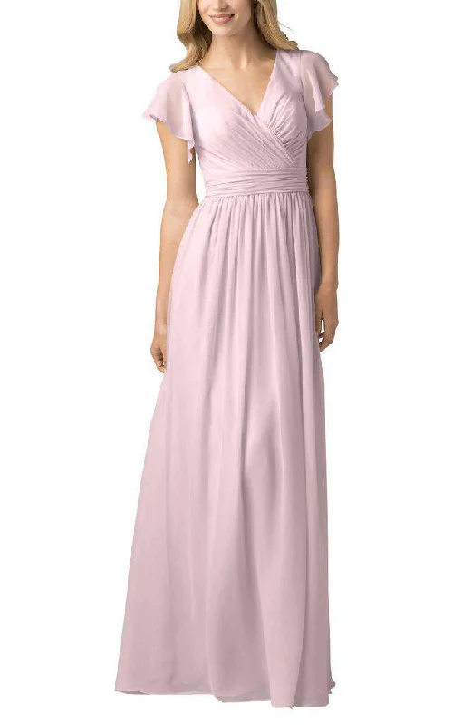 evening dressButterfly Sleeves V-neck Chiffon Long Bridesmaid Dress - 102816