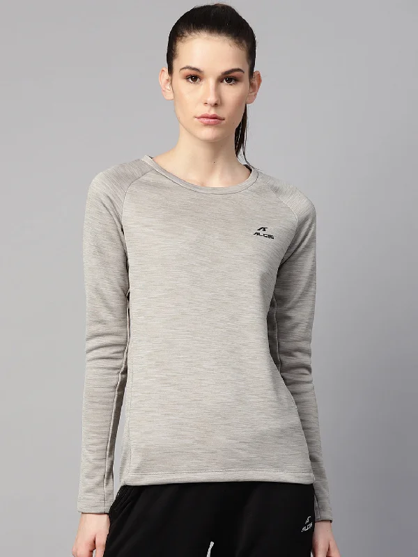 Super Savings Alcis Women Grey Melange Solid Sweatshirt