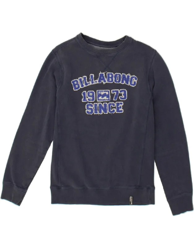 Super Deal BILLABONG Mens Graphic Sweatshirt Jumper Small Navy Blue Cotton
