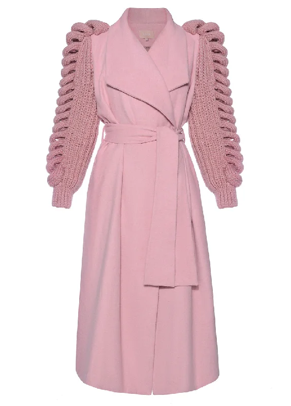 Overstock sporty jacketPINK COAT WITH KNITTED SLEEVES