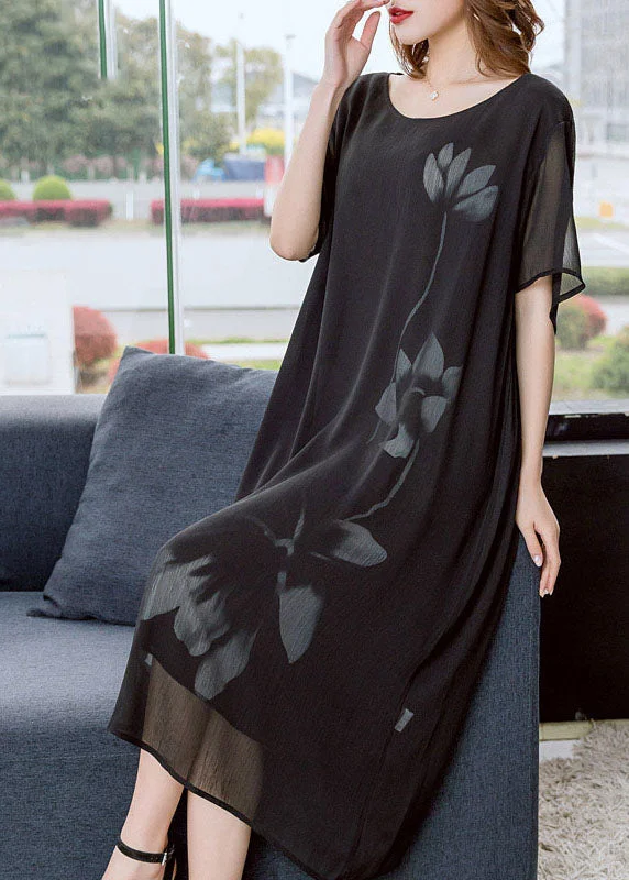 Great Deals flowy maxi dressModern Black O-Neck Floral Print Draping Chiffon Dresses Short Sleeve Great Deals flowy maxi dressModern Black O-Neck Floral Print Draping Chiffon Dresses Short Sleeve