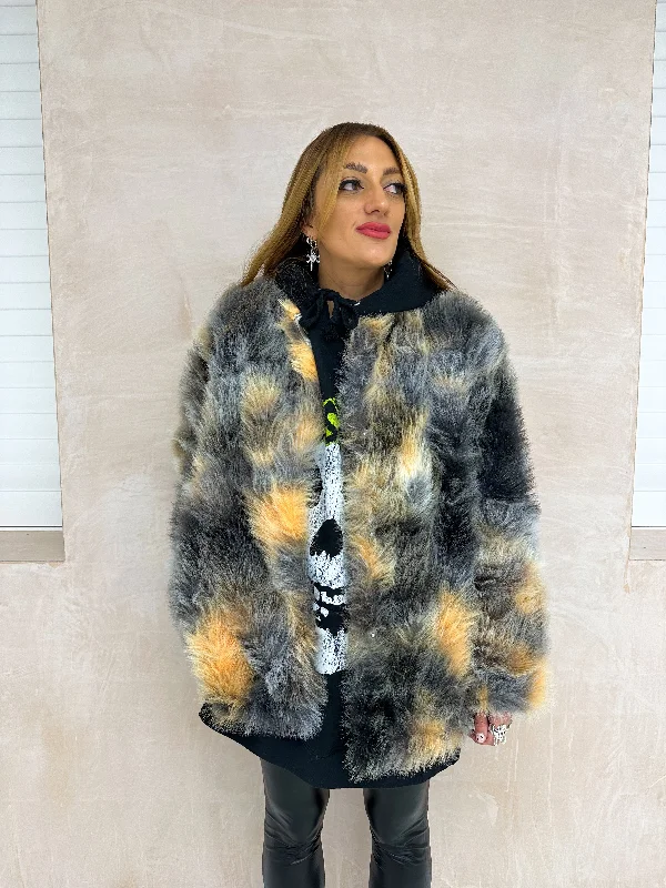Price Fest warm trench coatFaux Fur Shabby Jacket In Multi