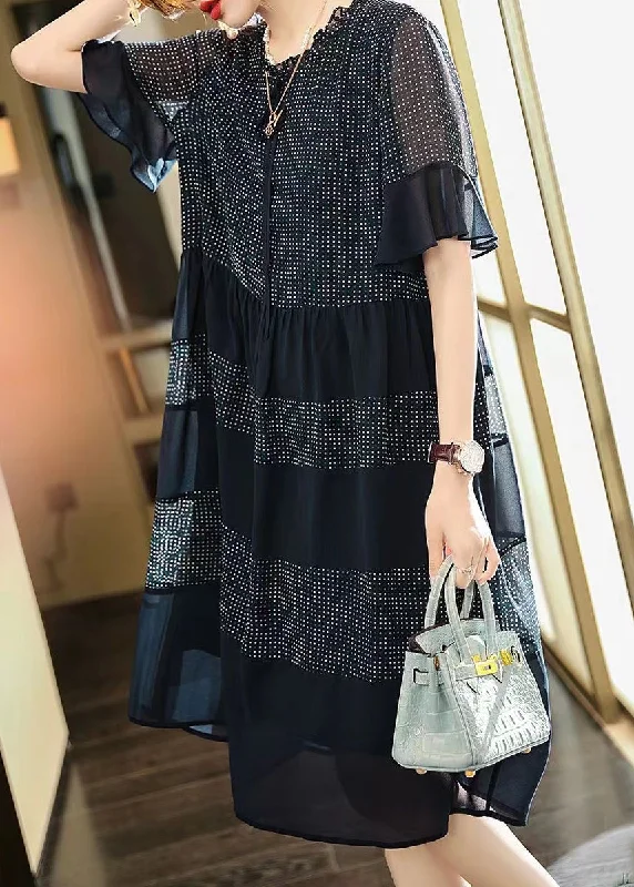 ruffle dressPlus Size Black Print Chiffon Maxi Dress Summer