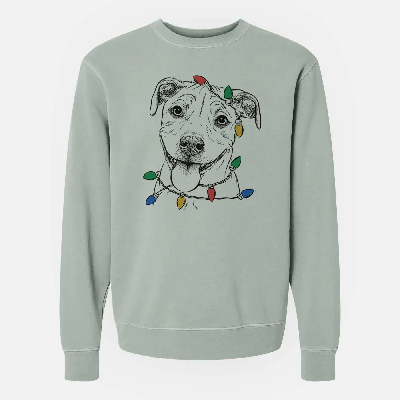 sleek gym hoodieChristmas Lights Skye the Pitweiler - Unisex Pigment Dyed Crew Sweatshirt