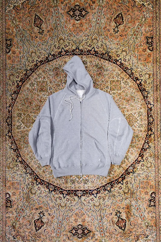 SUGARHILL ZIP-UP RAW EDGE HOODIE(GRAY)