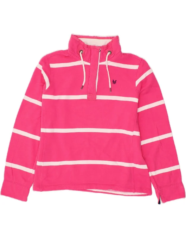Price Meltdown CREW CLOTHING Womens Zip Neck Sweatshirt Jumper UK 16 Large Pink Striped
