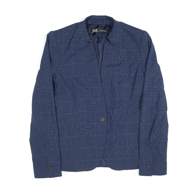 Super Deal casual sports coatZARA Blazer Jacket Blue Check Womens XS