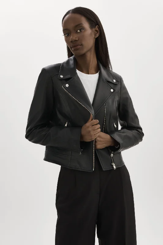 long-sleeve winter jacketKELSEY | Leather Biker Jacket