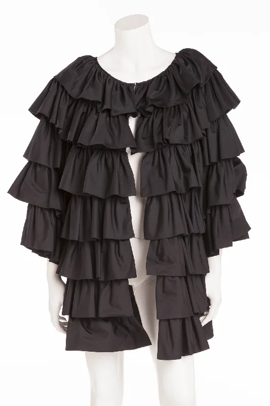 long coatMichael Kors - Black Ruffle Jacket - M