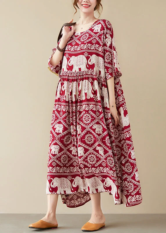 Mega Sale casual evening dressMulberry Elephant Print Chiffon Long Dress wrinkled Half Sleeve Mega Sale casual evening dressMulberry Elephant Print Chiffon Long Dress wrinkled Half Sleeve