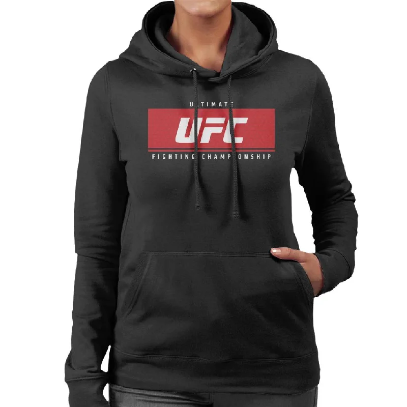 Fantastic Deals sleek zip-up hoodieUFC Red Block White Text Women's Hooded Sweatshirt