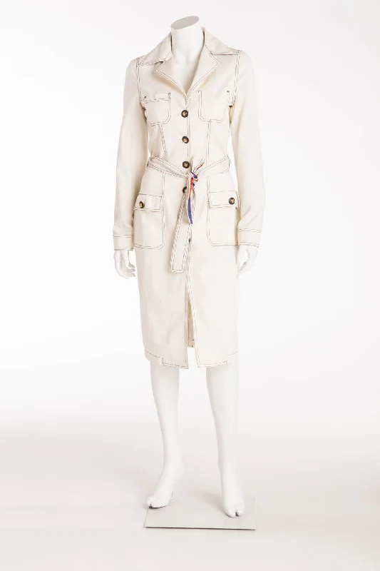 relaxed winter jacketRoberto Cavalli - Off White Jacket Long Sleeve Trench Coat - IT 38