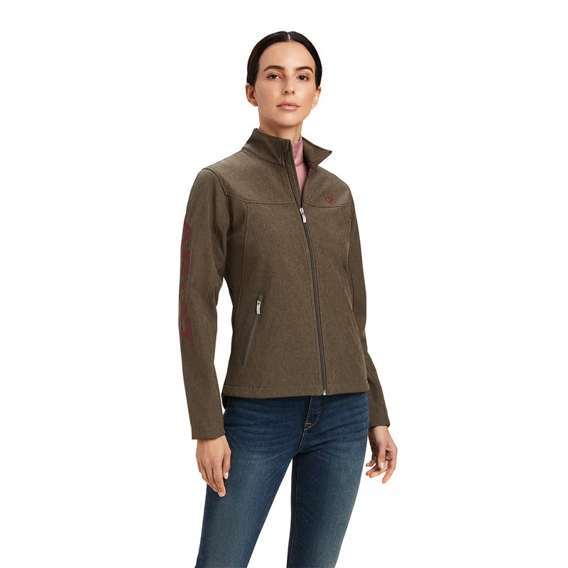 tailored coatAriat Women's New Team Softshell Jacket Banyan Bark Heather, Brown