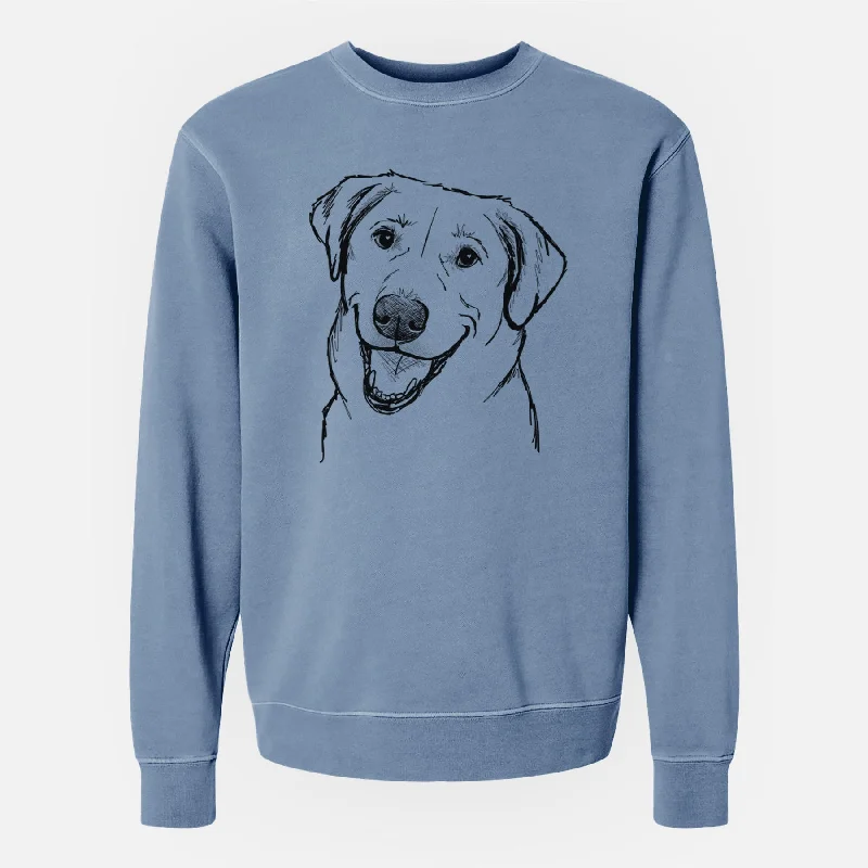 Seasonal Sale cool activewear hoodieDoodled Happy Harley the Lab Mix - Unisex Pigment Dyed Crew Sweatshirt