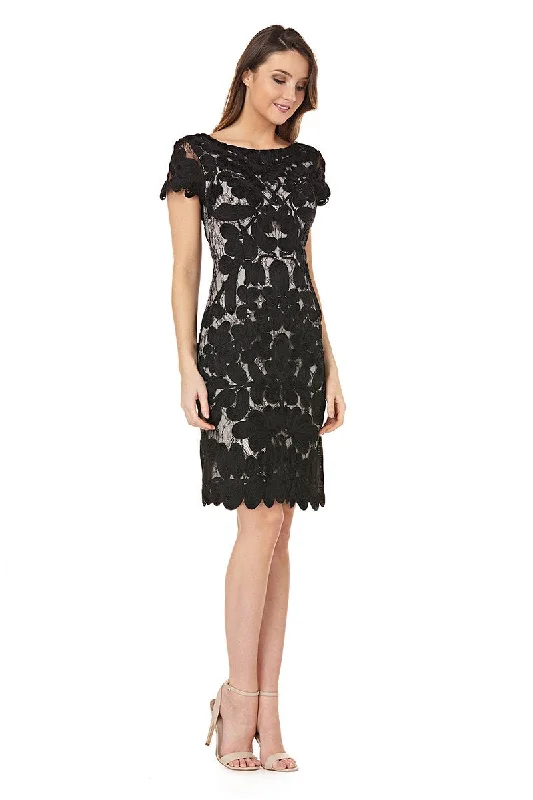 chic shift dressJS Collections EMBROIDERED ON LACE COCKTAIL DRESS