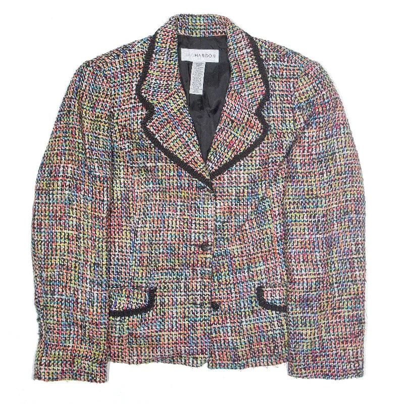 classic bomber jacketSAG HARBOR Wool Blend Blazer Jacket Blue Crazy Pattern Womens M