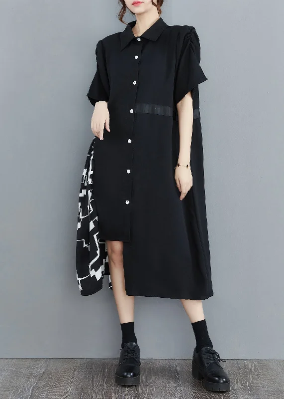 Epic Deals ruffle dressWomen Black Peter Pan Collar Asymmetrical Print Patchwork shirt Dresses Half Sleeve Epic Deals ruffle dressWomen Black Peter Pan Collar Asymmetrical Print Patchwork shirt Dresses Half Sleeve