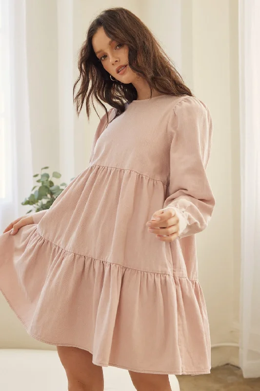 Customer Appreciation Sale wrap-around dressDusty Pink Cotton Twill Baby Doll Ruffle Back Tie Dress Customer Appreciation Sale wrap-around dressDusty Pink Cotton Twill Baby Doll Ruffle Back Tie Dress