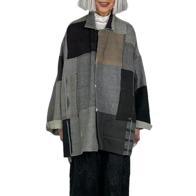 contemporary trench coatFRAYED PATCH OVERSIZED MINI COAT