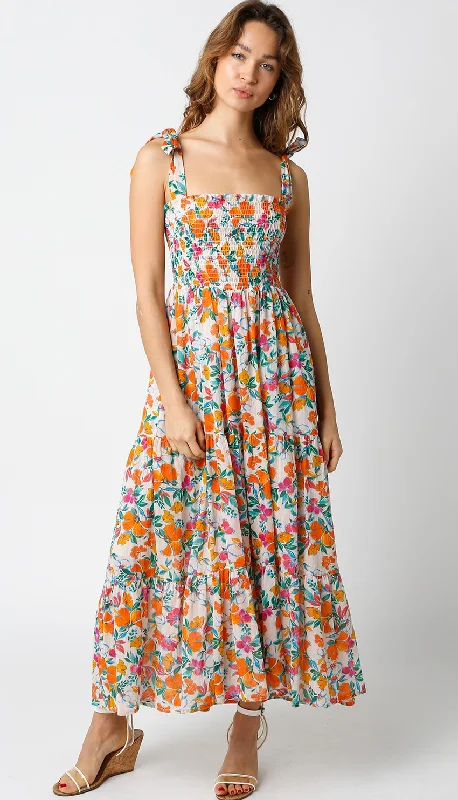 Fantastic Offers draped dressCream Multi-Color Floral Smocked Sleeveless Maxi Dress Fantastic Offers draped dressCream Multi-Color Floral Smocked Sleeveless Maxi Dress